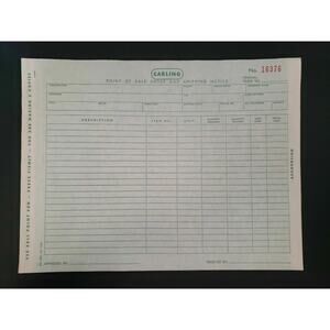 Carling Brewing Co Point of Sale Order & Shipping Notice 6 Pg Carbon Copy Form
